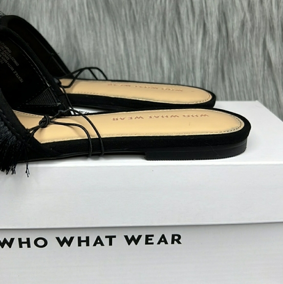 What to Wear, NWT, What to wear black Annie satin tassel mule slip on shoe SZ 8 - Picture 8 of 9